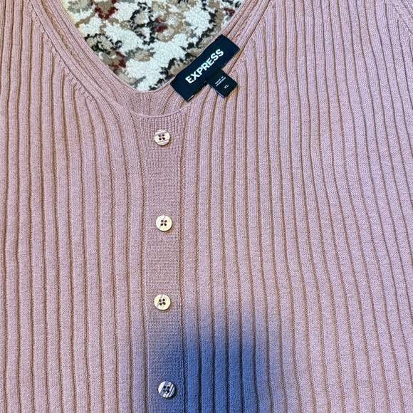 Express Pink Ribbed Button-Front Camisole - Picture 2 of 4